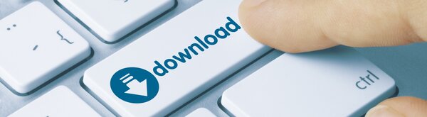 Tastatur mit der Aufschrift "download" auf einer der Tasten. 